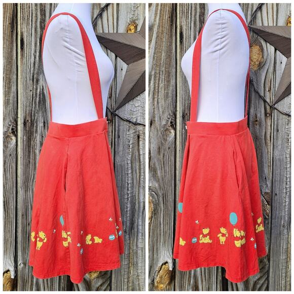 Suspender Skirt Winnie Pooh Bees Disney Plus Size 3X Orange Red Stretch Skirtall - Picture 3 of 11